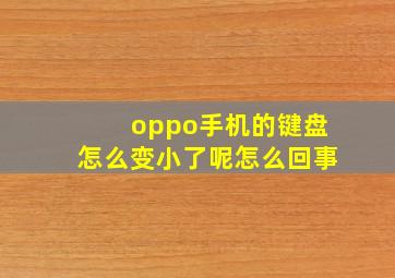 oppo手机的键盘怎么变小了呢怎么回事