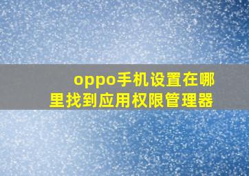 oppo手机设置在哪里找到应用权限管理器