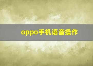 oppo手机语音操作