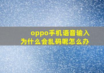 oppo手机语音输入为什么会乱码呢怎么办