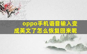 oppo手机语音输入变成英文了怎么恢复回来呢