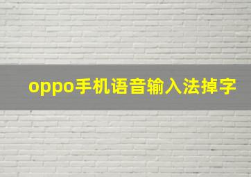 oppo手机语音输入法掉字