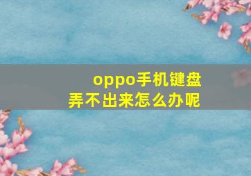 oppo手机键盘弄不出来怎么办呢