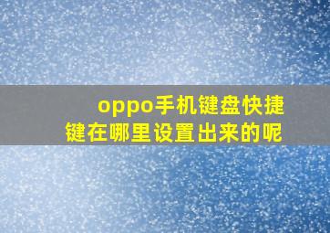 oppo手机键盘快捷键在哪里设置出来的呢