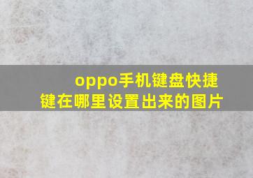 oppo手机键盘快捷键在哪里设置出来的图片