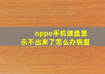 oppo手机键盘显示不出来了怎么办恢复