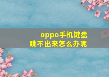 oppo手机键盘跳不出来怎么办呢