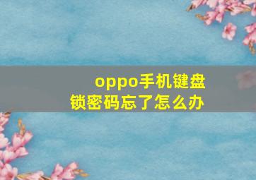 oppo手机键盘锁密码忘了怎么办