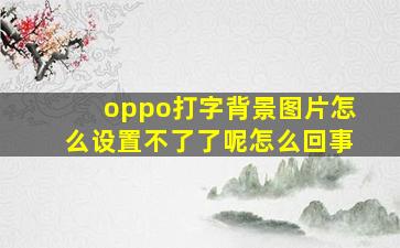 oppo打字背景图片怎么设置不了了呢怎么回事