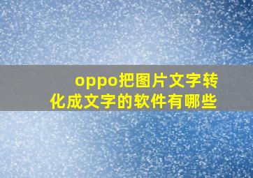 oppo把图片文字转化成文字的软件有哪些