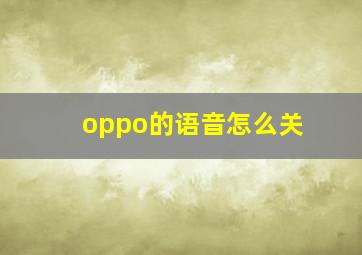 oppo的语音怎么关