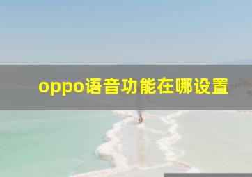 oppo语音功能在哪设置