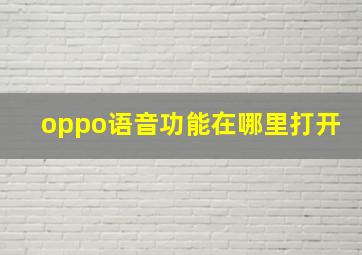 oppo语音功能在哪里打开