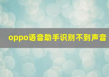 oppo语音助手识别不到声音