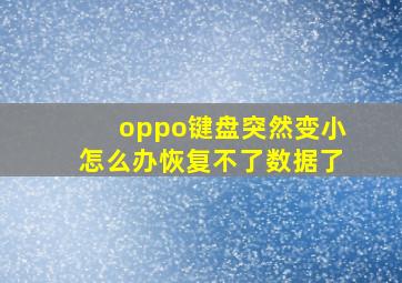 oppo键盘突然变小怎么办恢复不了数据了