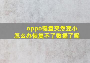 oppo键盘突然变小怎么办恢复不了数据了呢