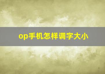 op手机怎样调字大小