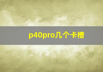 p40pro几个卡槽