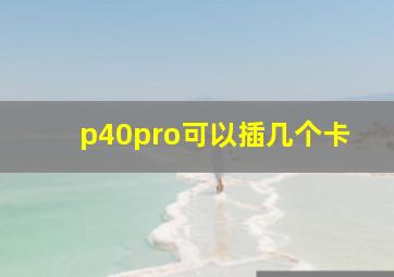 p40pro可以插几个卡