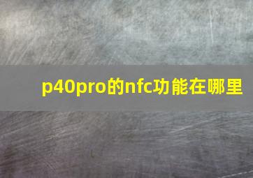 p40pro的nfc功能在哪里