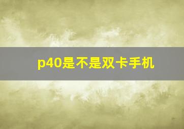 p40是不是双卡手机