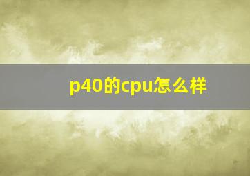 p40的cpu怎么样