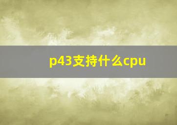 p43支持什么cpu