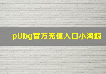 pUbg官方充值入口小海鲸