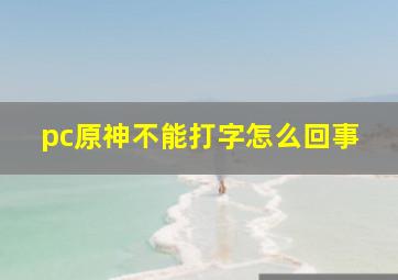 pc原神不能打字怎么回事