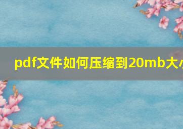 pdf文件如何压缩到20mb大小