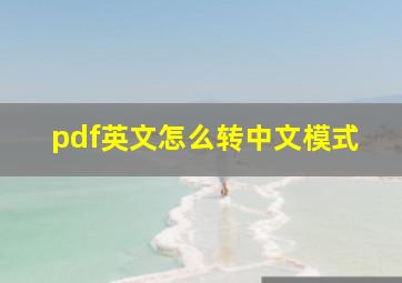 pdf英文怎么转中文模式