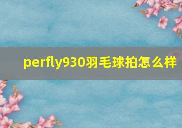 perfly930羽毛球拍怎么样