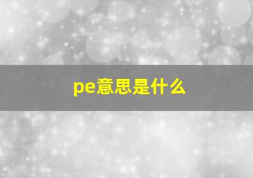 pe意思是什么