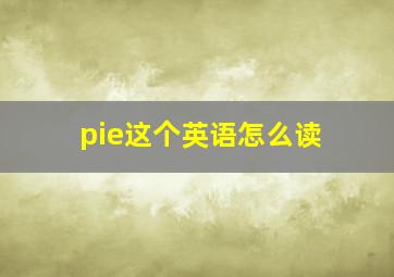 pie这个英语怎么读