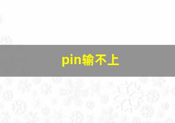 pin输不上