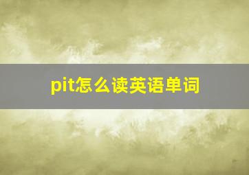 pit怎么读英语单词