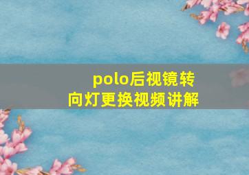 polo后视镜转向灯更换视频讲解