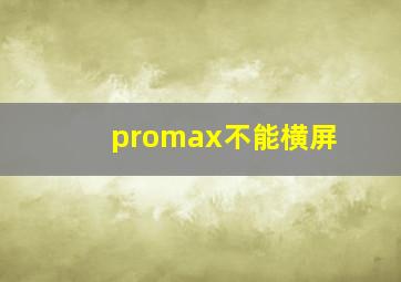 promax不能横屏