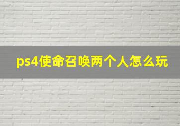 ps4使命召唤两个人怎么玩