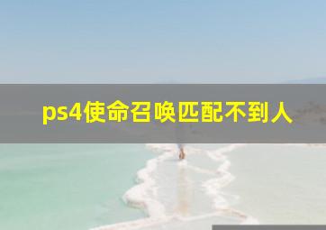 ps4使命召唤匹配不到人