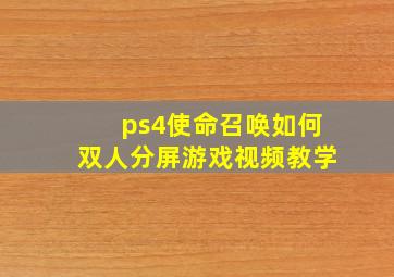 ps4使命召唤如何双人分屏游戏视频教学