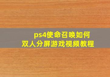 ps4使命召唤如何双人分屏游戏视频教程