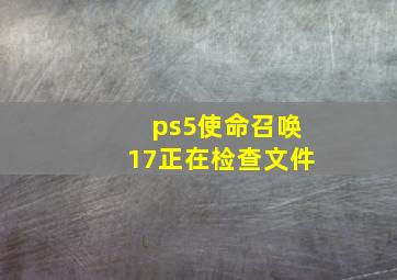 ps5使命召唤17正在检查文件