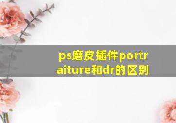 ps磨皮插件portraiture和dr的区别