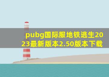 pubg国际服地铁逃生2023最新版本2.50版本下载