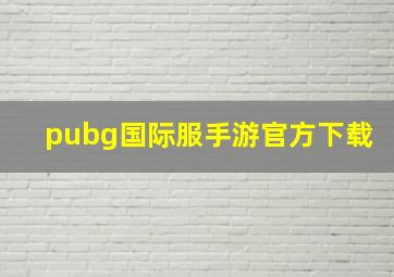 pubg国际服手游官方下载