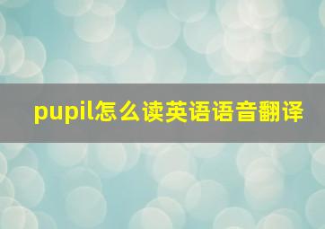 pupil怎么读英语语音翻译