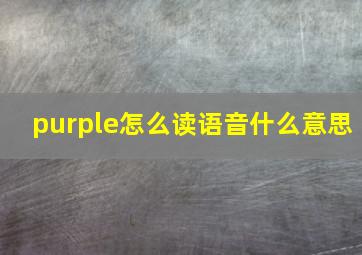 purple怎么读语音什么意思