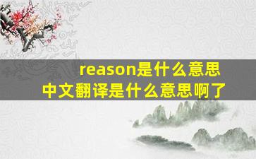 reason是什么意思中文翻译是什么意思啊了