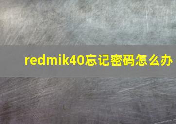 redmik40忘记密码怎么办